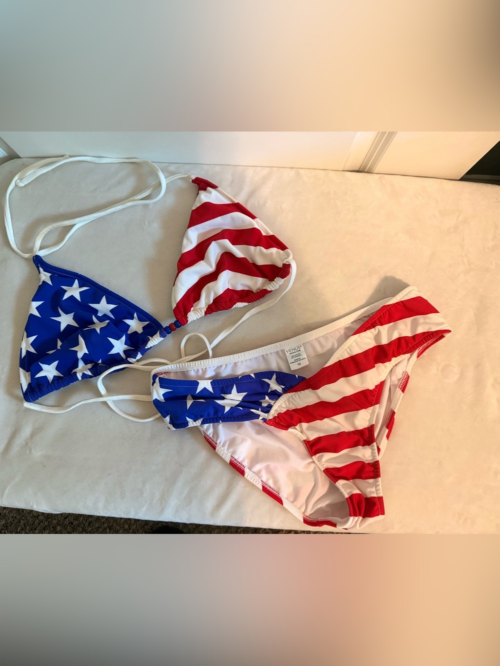 VENUS Red, White & Blue Stars and Stripes Triangle Bikini